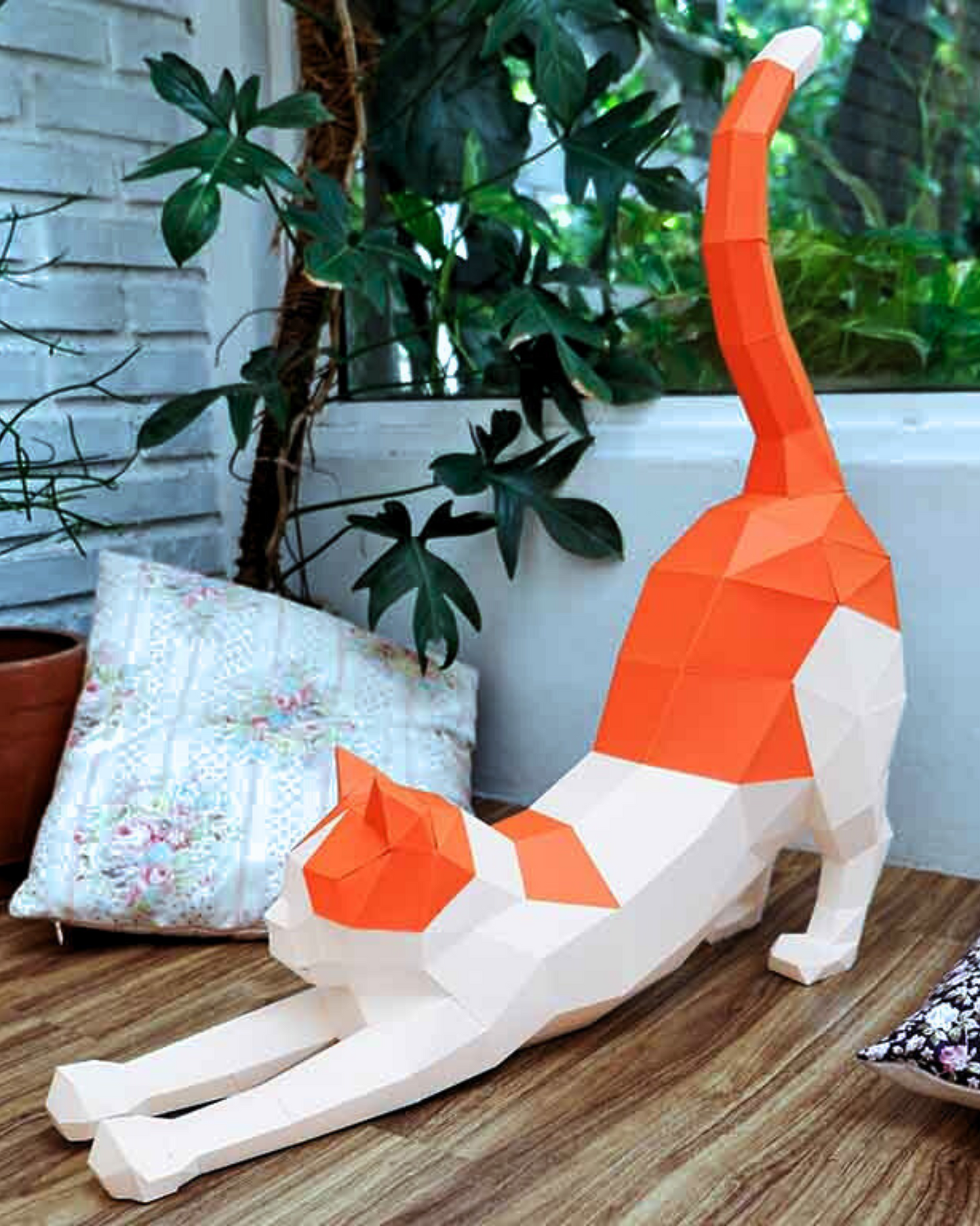 Papercraft Cat | Stretching Attitude